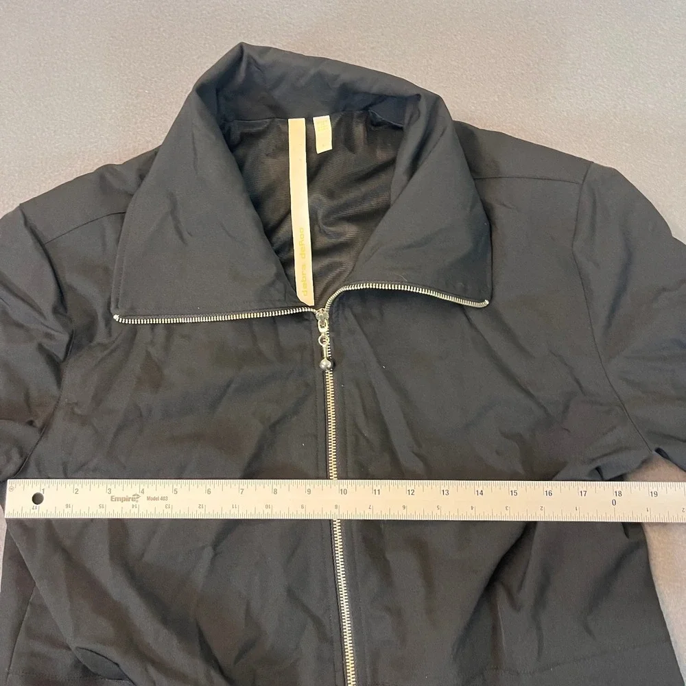 Debra‎ deRoo Black Womens Size Large Zip Up Jacket Windbreaker Shell Vintage Pkt